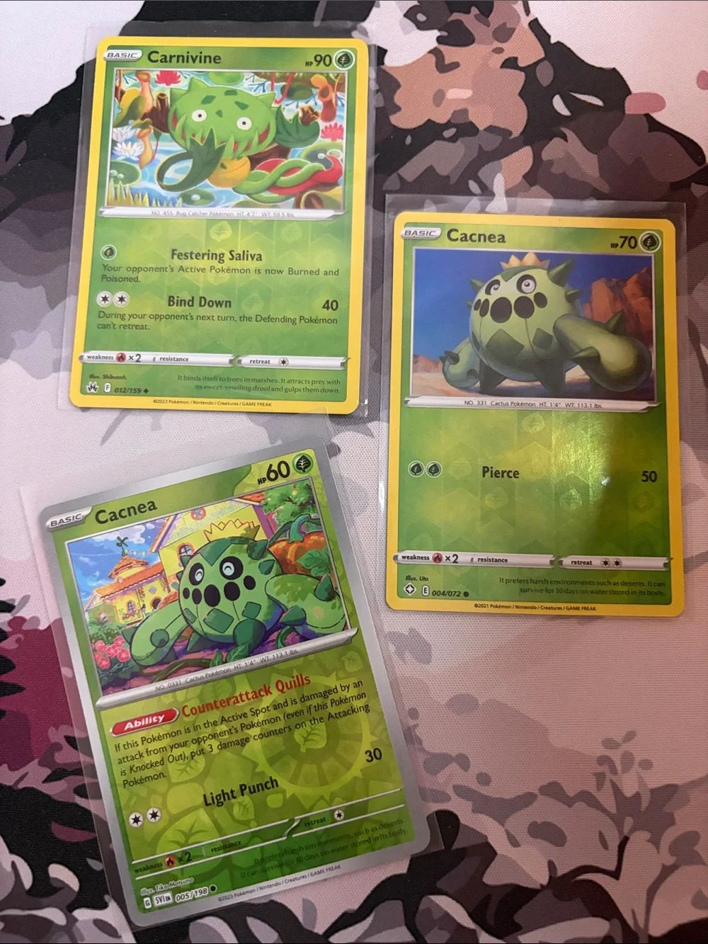 Carnivine & Cacnea Reverse Holo Pokémon Plant Card Lot 🌵 | 4 Cards ✨5/$25✨